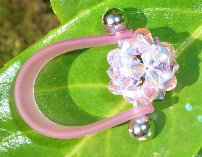 Kugel-Ring aus echten Swarovski Steinen - rosa