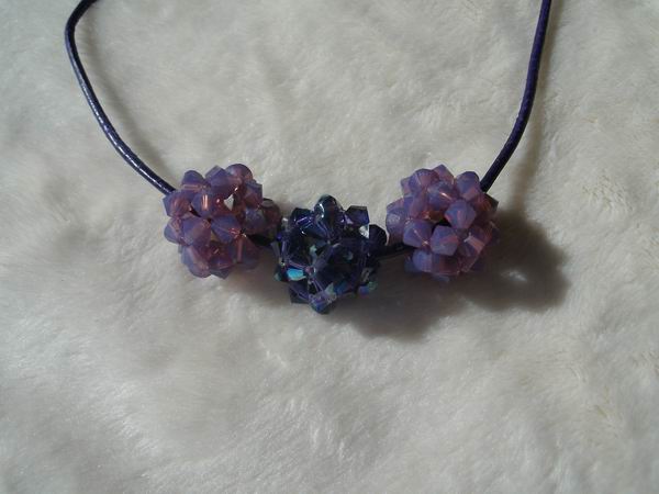 3 Kugel-Anh�nger aus echten Swarovski Steinen - PURPLE VELVET AB